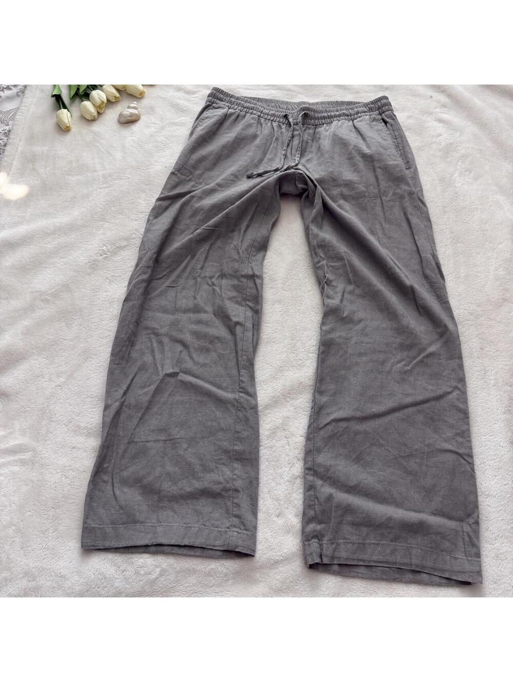 Gray linen blend old navy petite wide leg pants